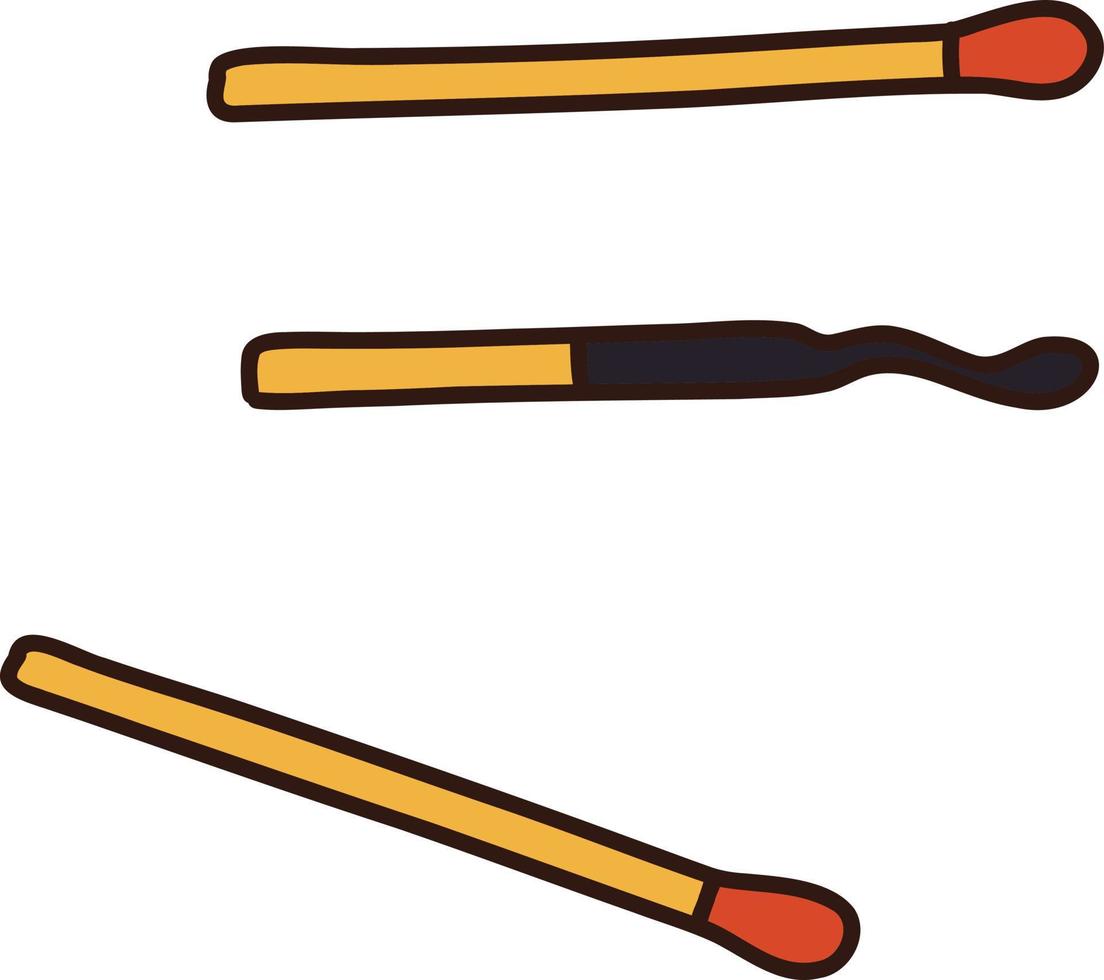 Wooden Match Sticks burnt and new. Sulphure sticks. Safety matches. vector