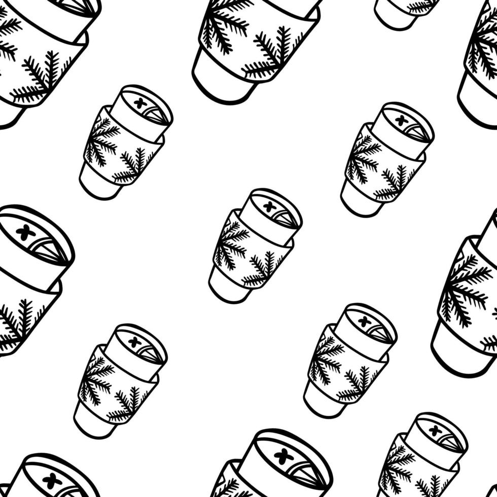 Doodle seamless pattern christmas mug vector