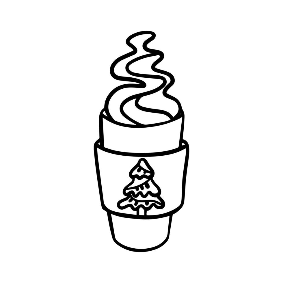 Doodle Christmas gingerbread latte to go cup vector