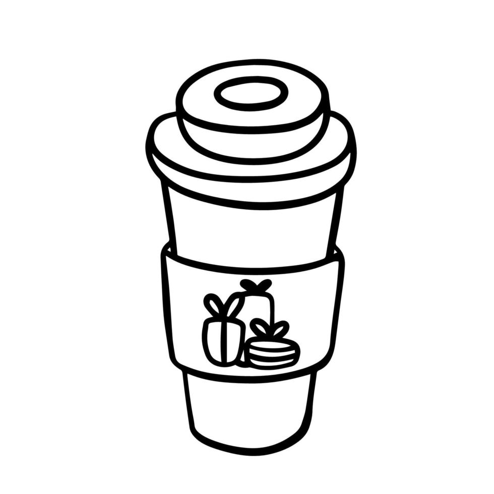 Doodle taza de café de navidad para llevar vector