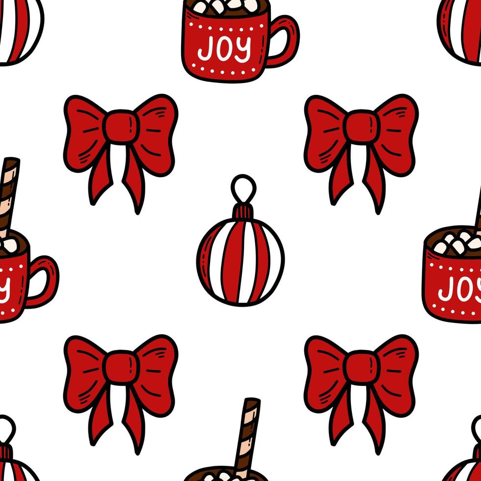 Doodle Christmas and new year vector seamless pattern