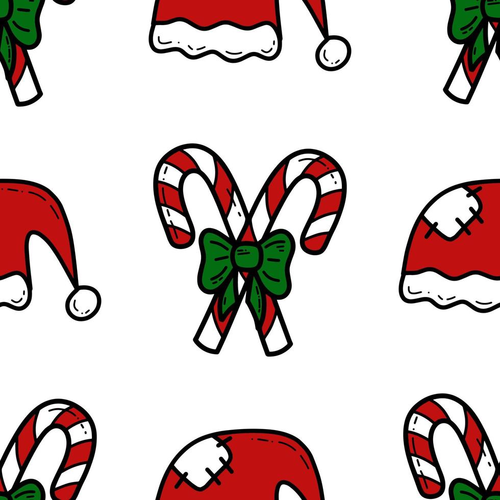 Doodle Christmas and new year vector seamless pattern