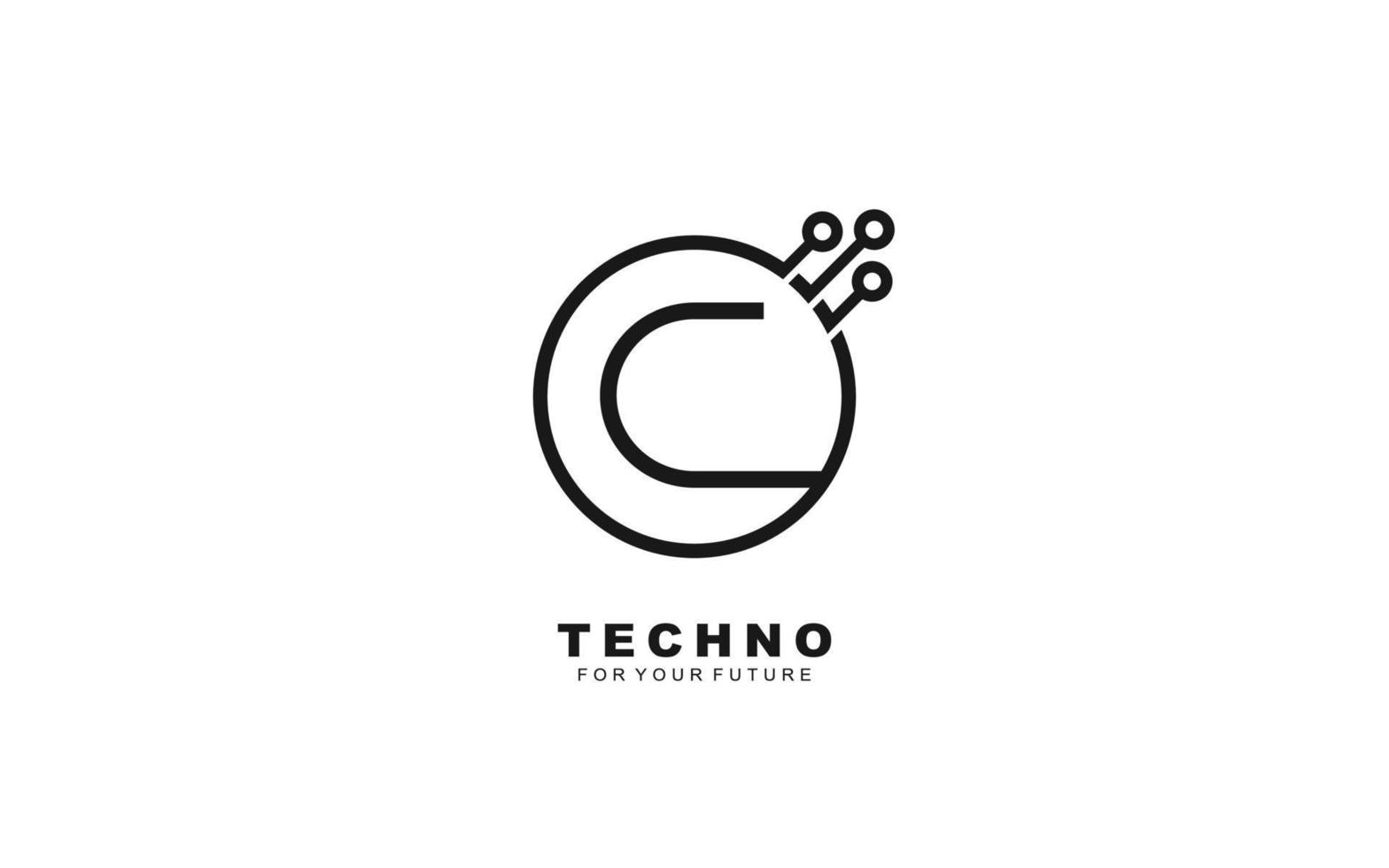 C logo TECHNO for identity. Letter template vector illustration for your brand