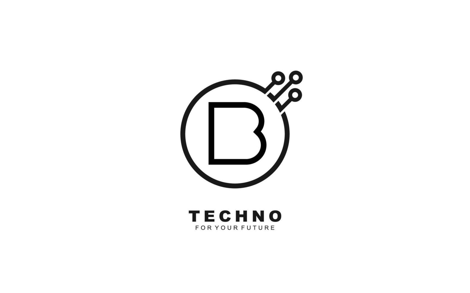 b logo techno para identidad. ilustración de vector de plantilla de carta para su marca