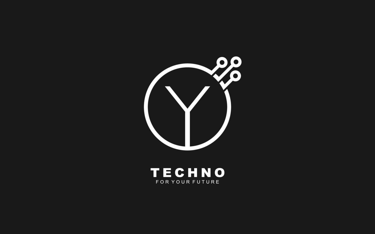 y logo techno para identidad. ilustración de vector de plantilla de carta para su marca