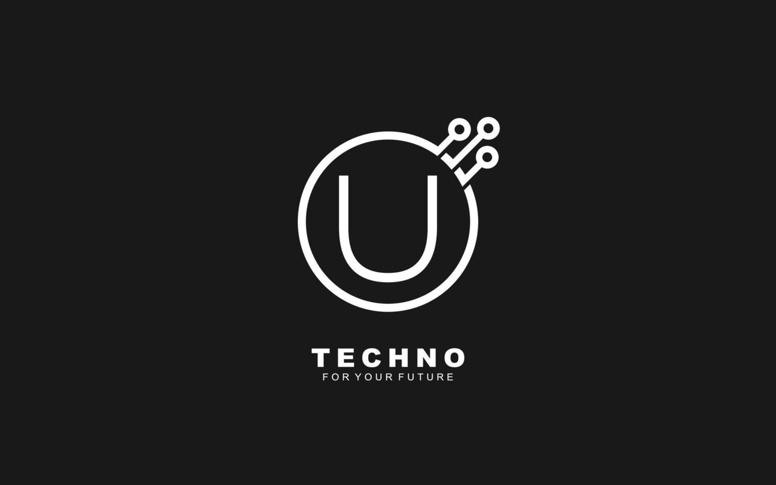U logo TECHNO for identity. Letter template vector illustration for your brand