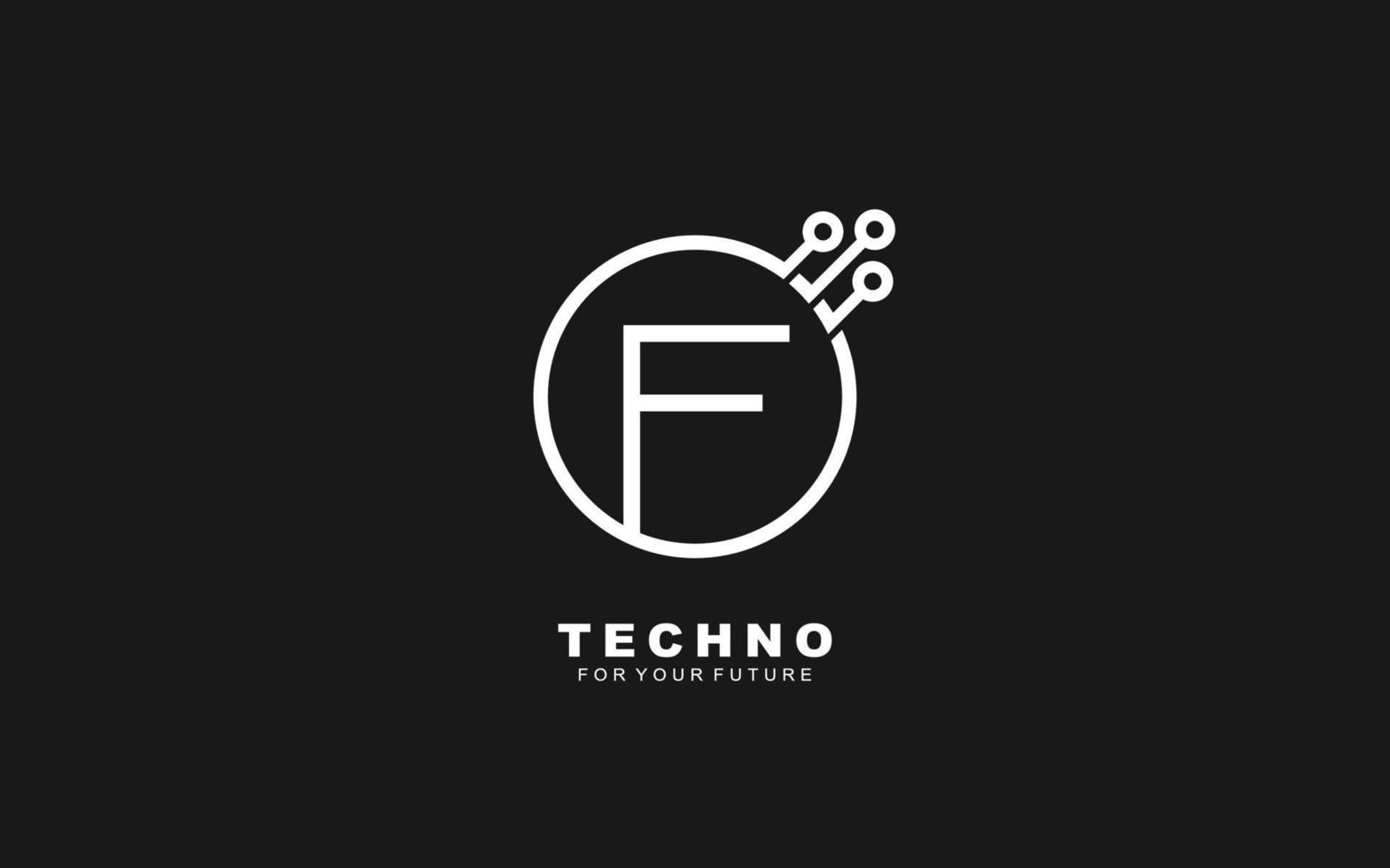 F logo TECHNO for identity. Letter template vector illustration for your brand
