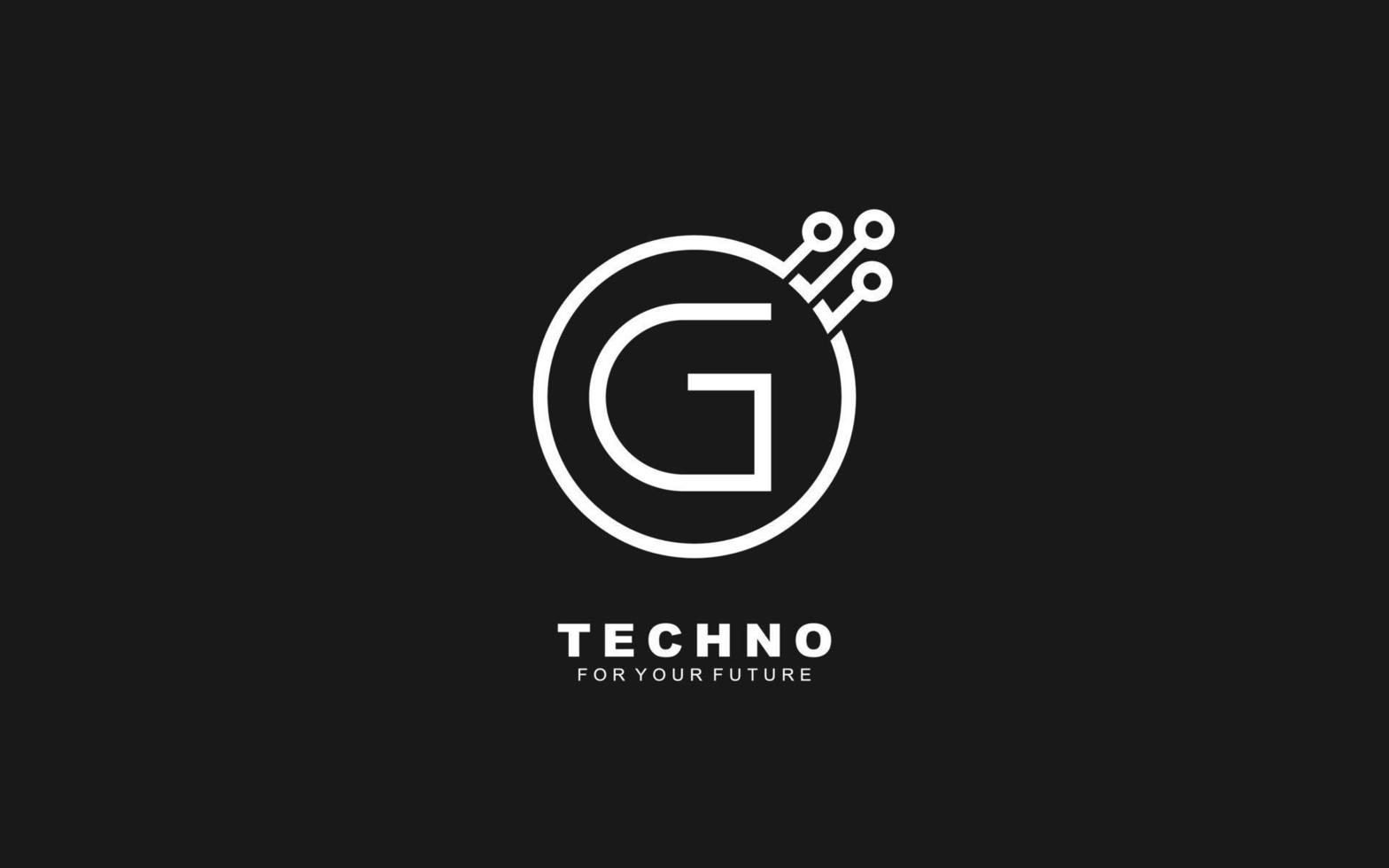 g logo techno para identidad. ilustración de vector de plantilla de carta para su marca