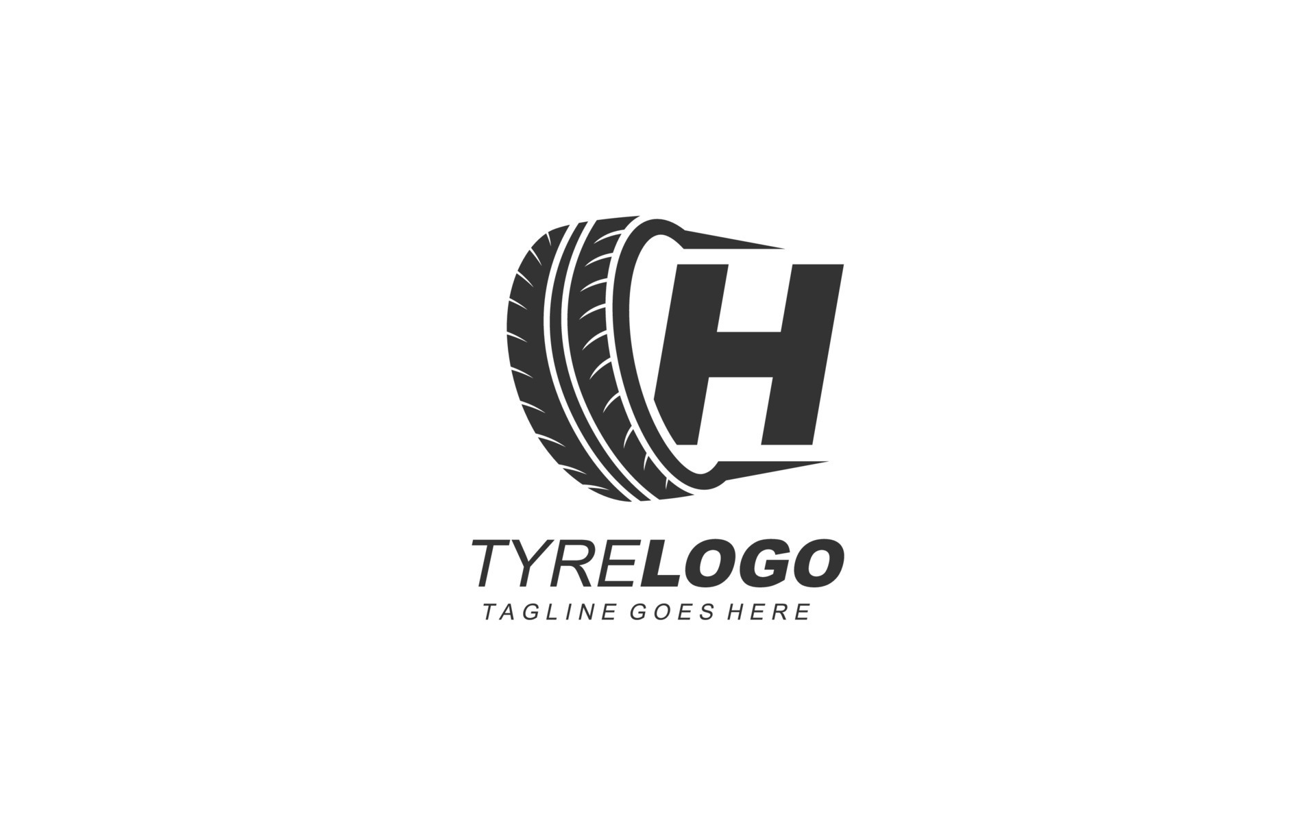 H logo tyre for branding company. wheel template vector illustration