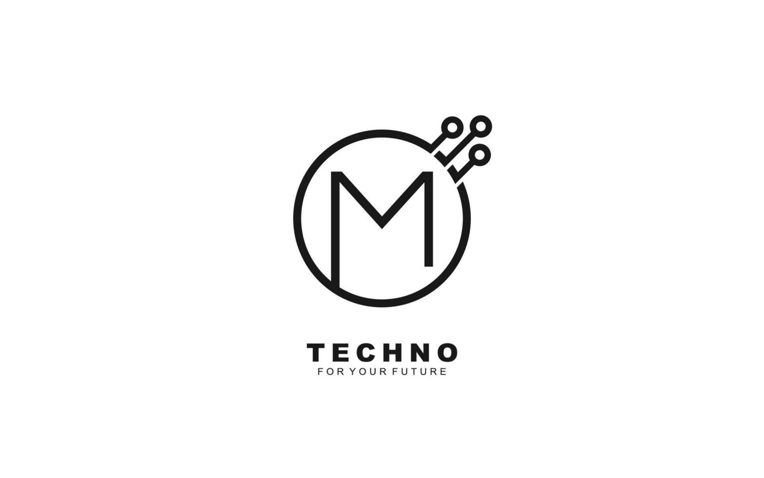 M logo TECHNO for identity. Letter template vector illustration for your brand