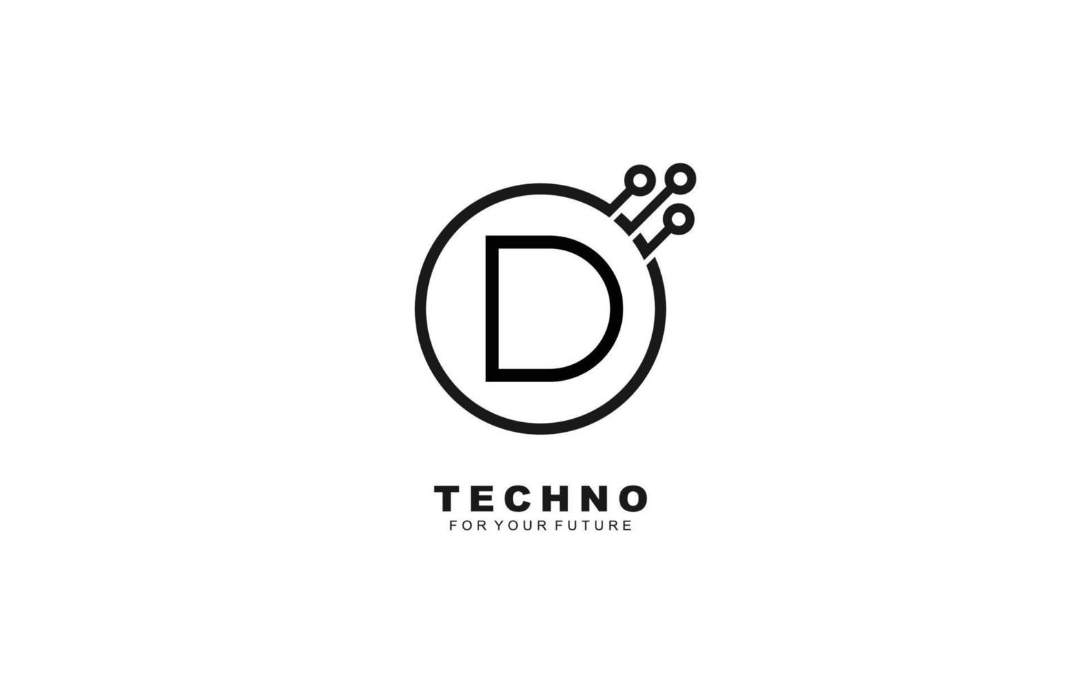 d logo techno para identidad. ilustración de vector de plantilla de carta para su marca