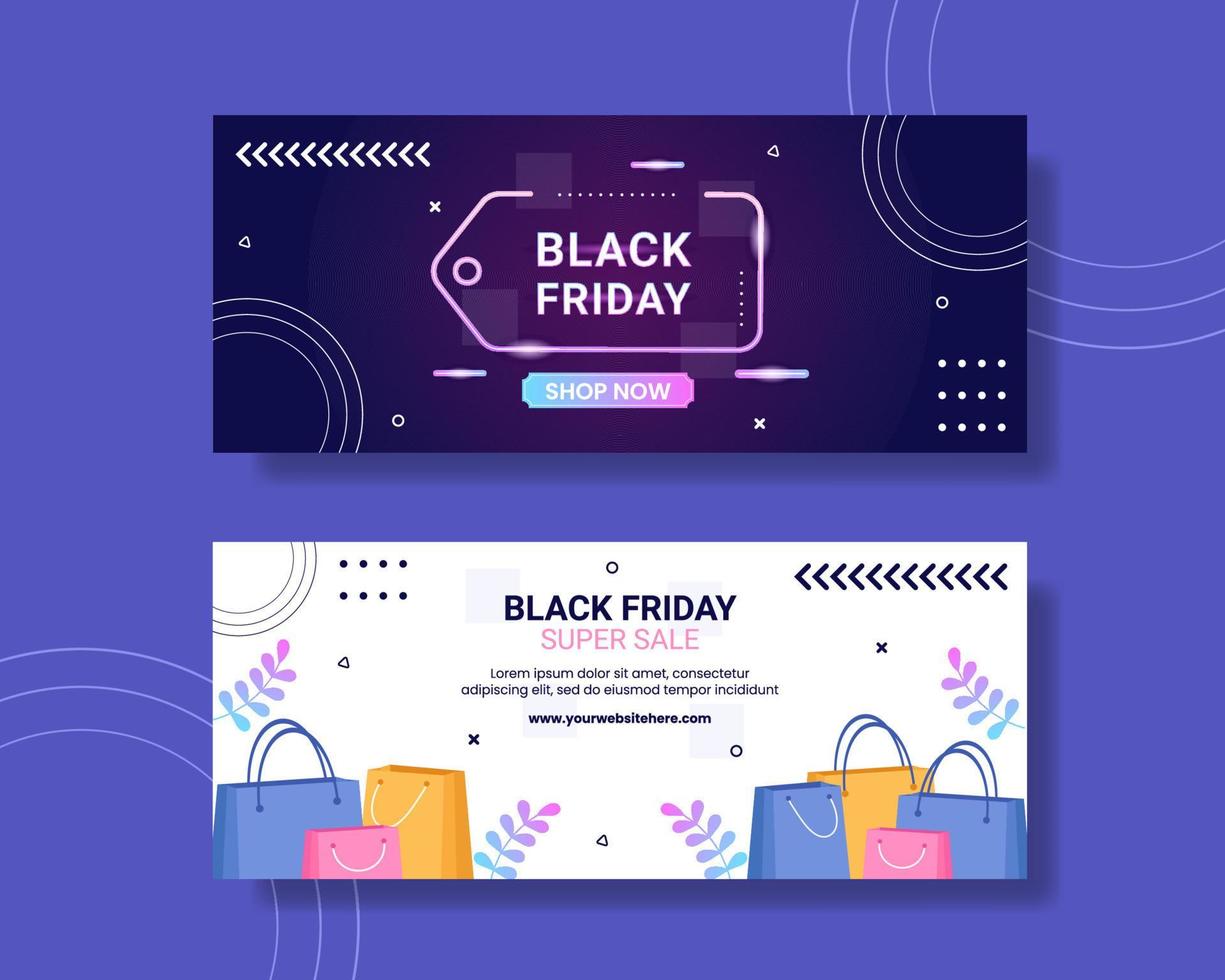 Black Friday Give Big Discount Sale Horizontal Banner Cartoon Hand Drawn Templates Illustration vector