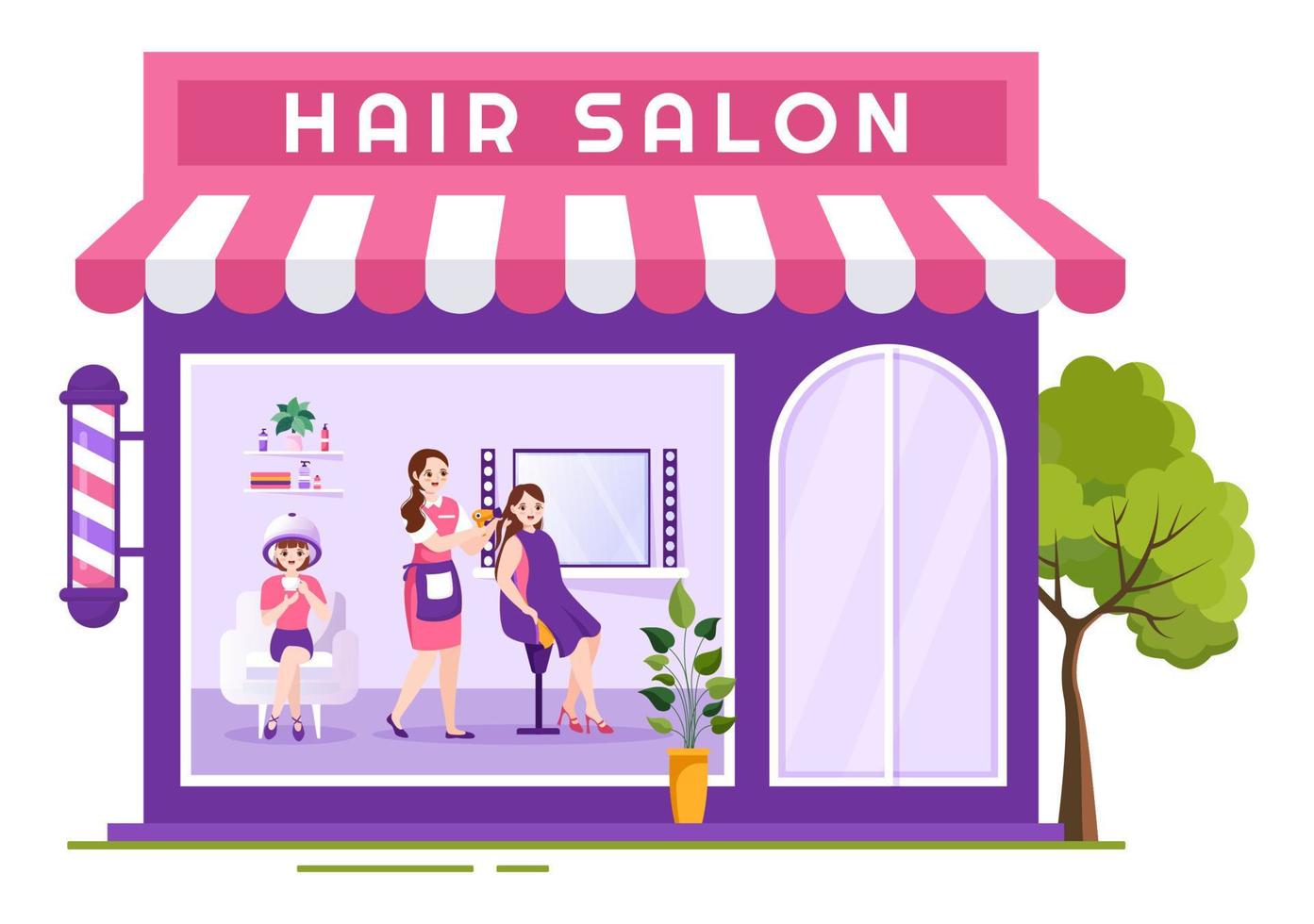 Hair Salon with Hairdresser, Haircut, Haircare and Hairstyle in Beauty Salon or Barber in Flat Cartoon Hand Drawn Templates Illustration vector