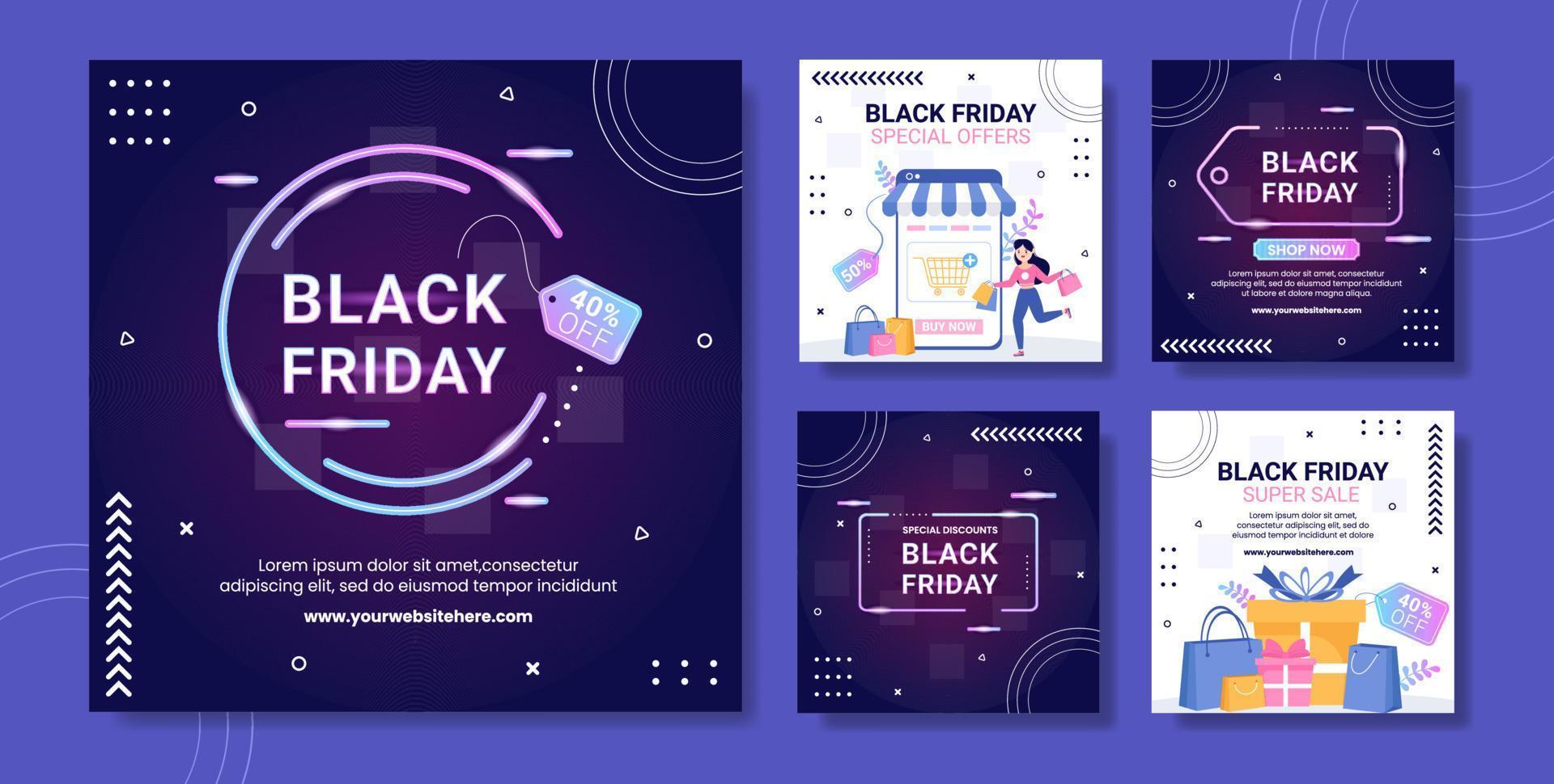 Black Friday Give Big Discount Sale Social Media Post Flat Cartoon Hand Drawn Templates Illustration vector