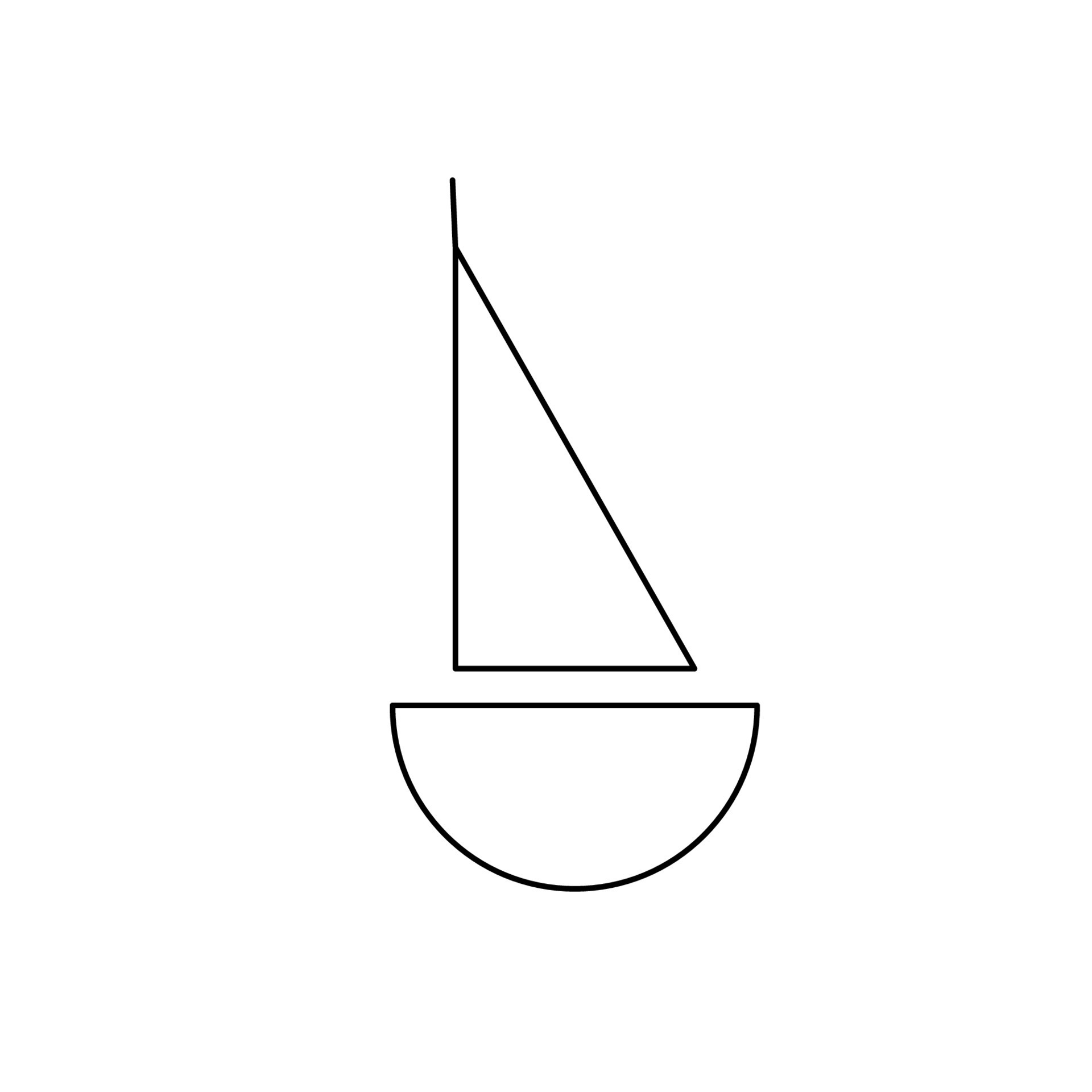 Vector outline coloring page boat for kids. Contour simple illustration