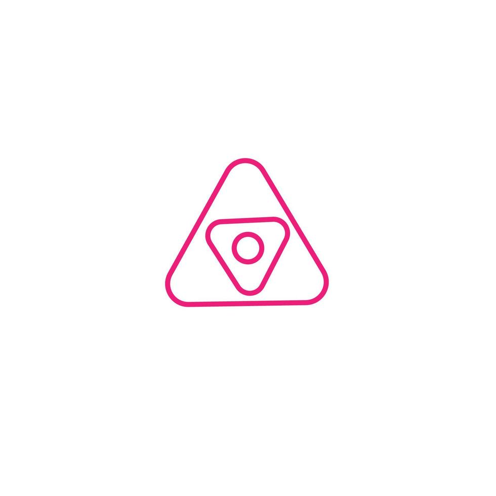 Vector pink contour triangles and circle inside each other. Outline figures on white background. For icon, logo, card.