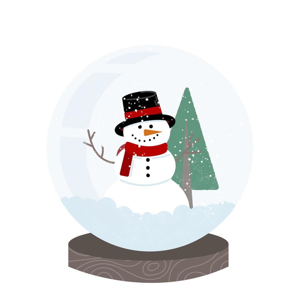 Christmas snowball globe with snowman. vector