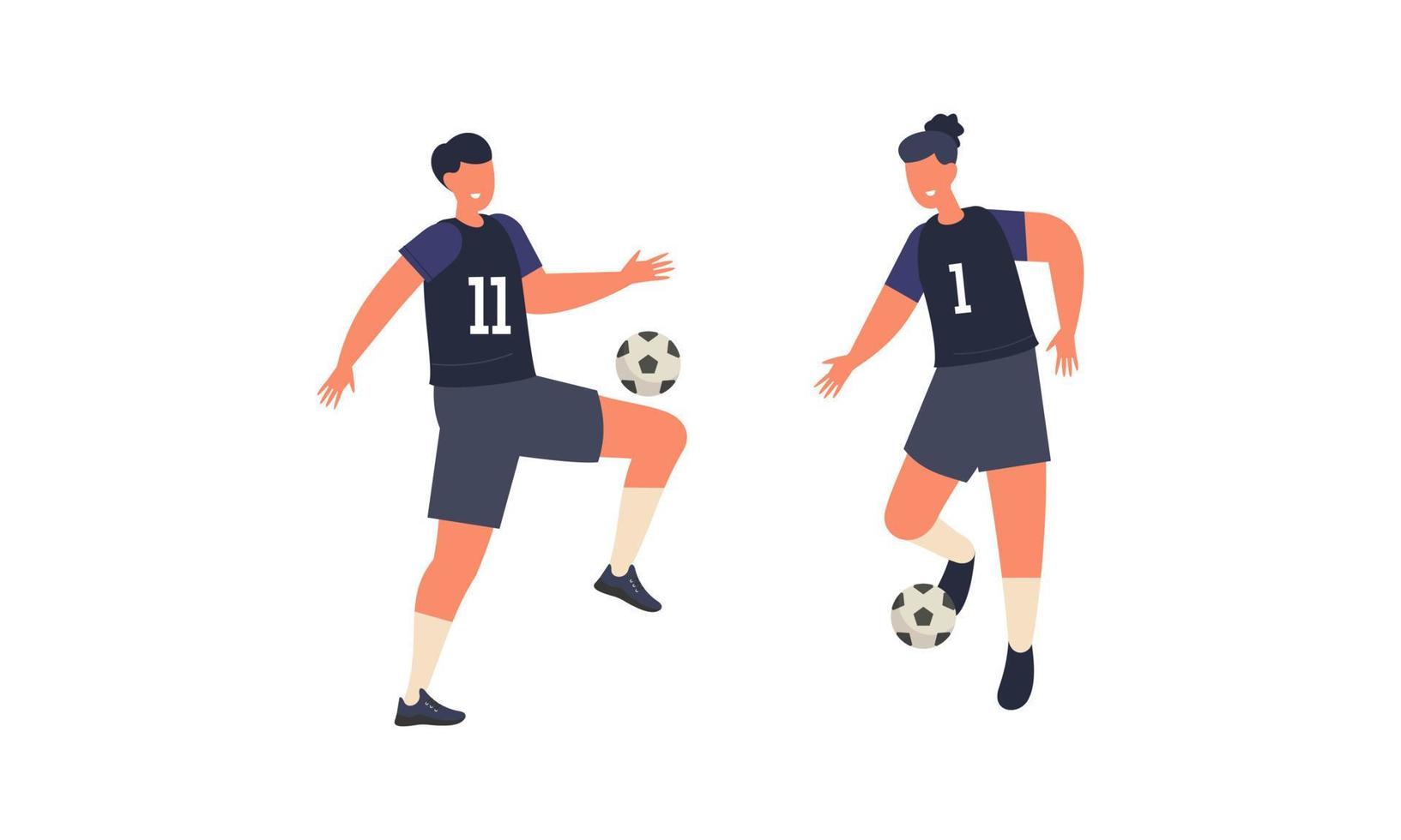 Flat football players illustrated vector