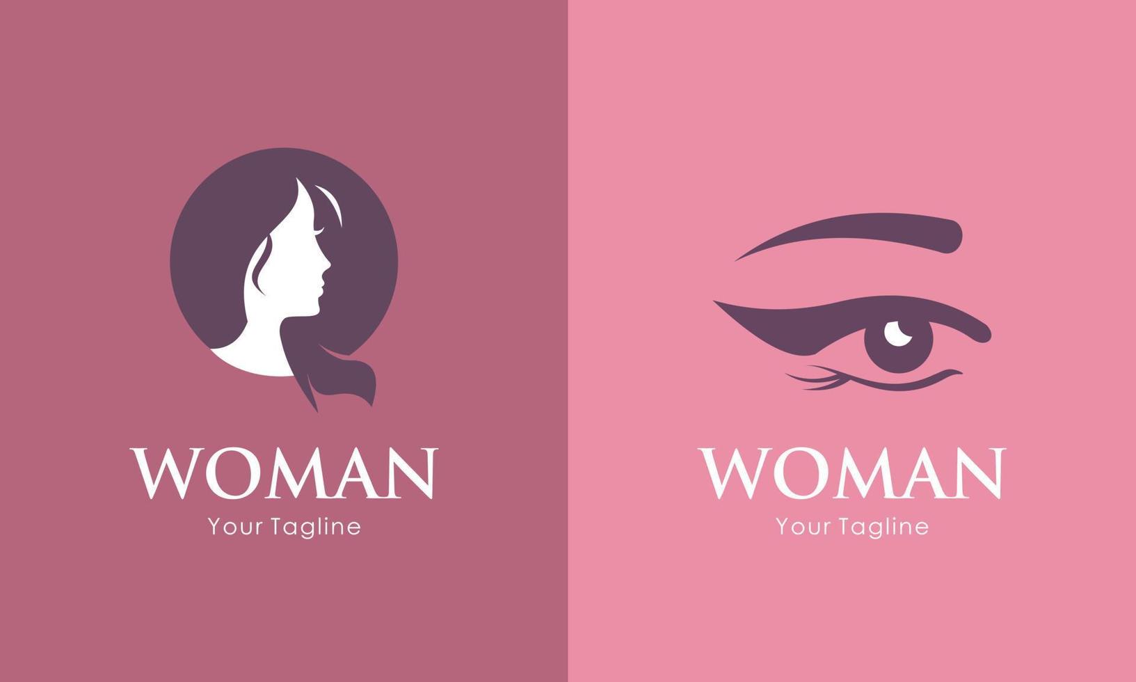 vector de colección de logotipo de cara y belleza de mujer