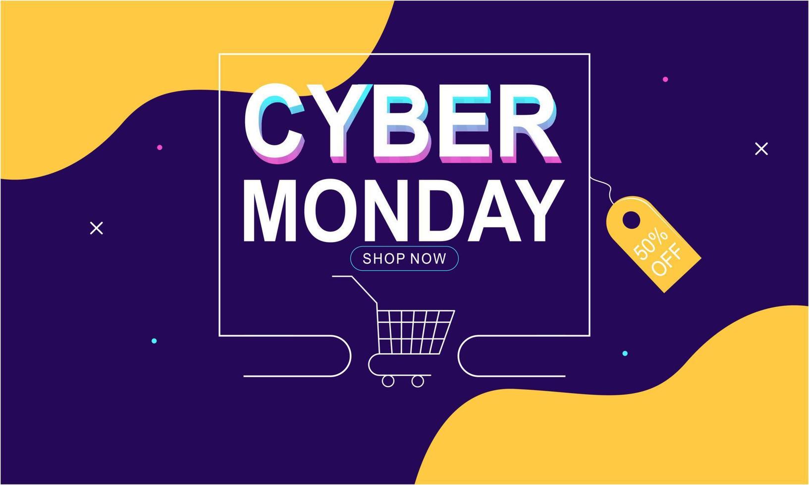 Cyber monday sale concept banner vector illustration for your projects