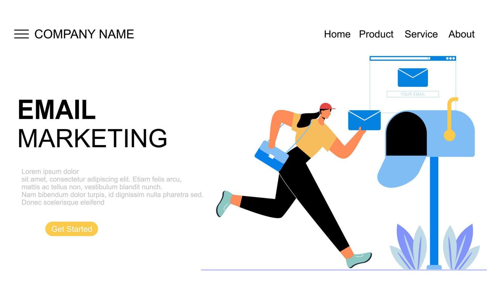 Email marketing concept landing page illustration vector