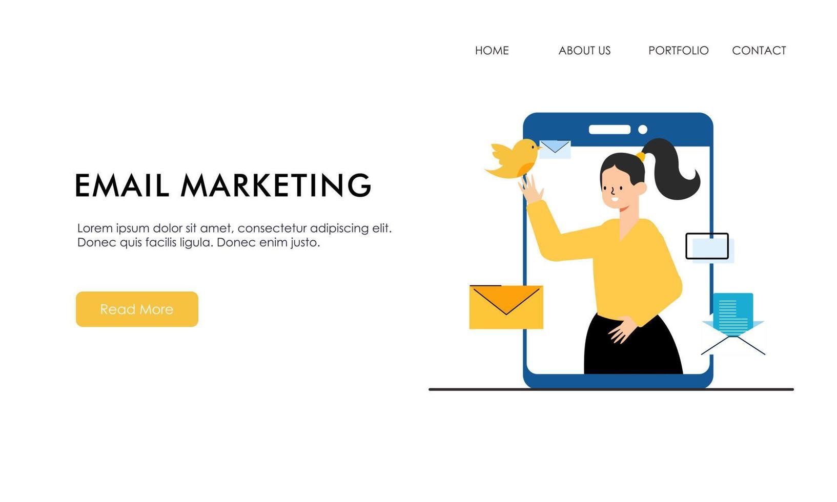 Email marketing concept landing page illustration vector