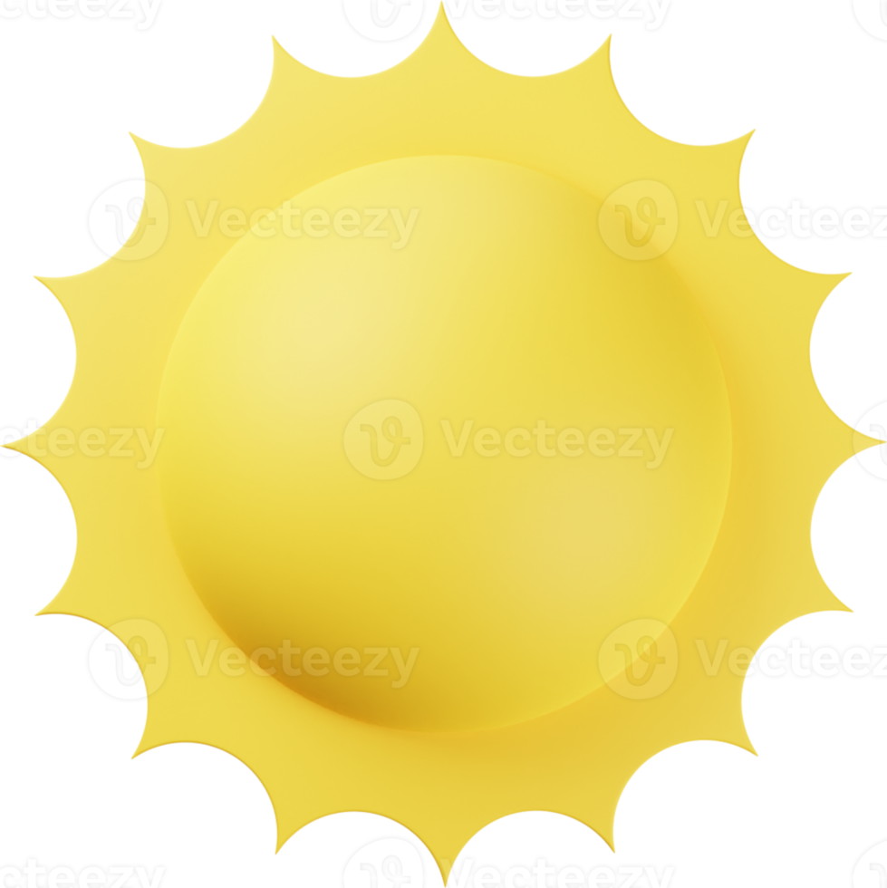 Yellow Sun 3D Illustration png