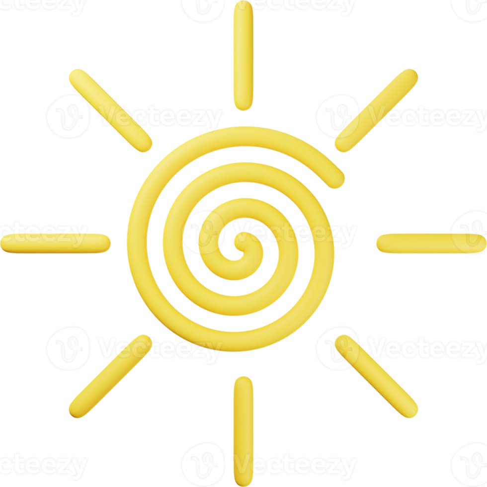 Yellow Sun 3D Illustration png