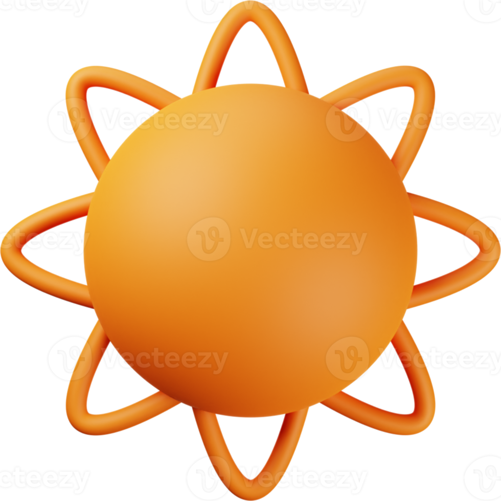 ilustración 3d de sol naranja png