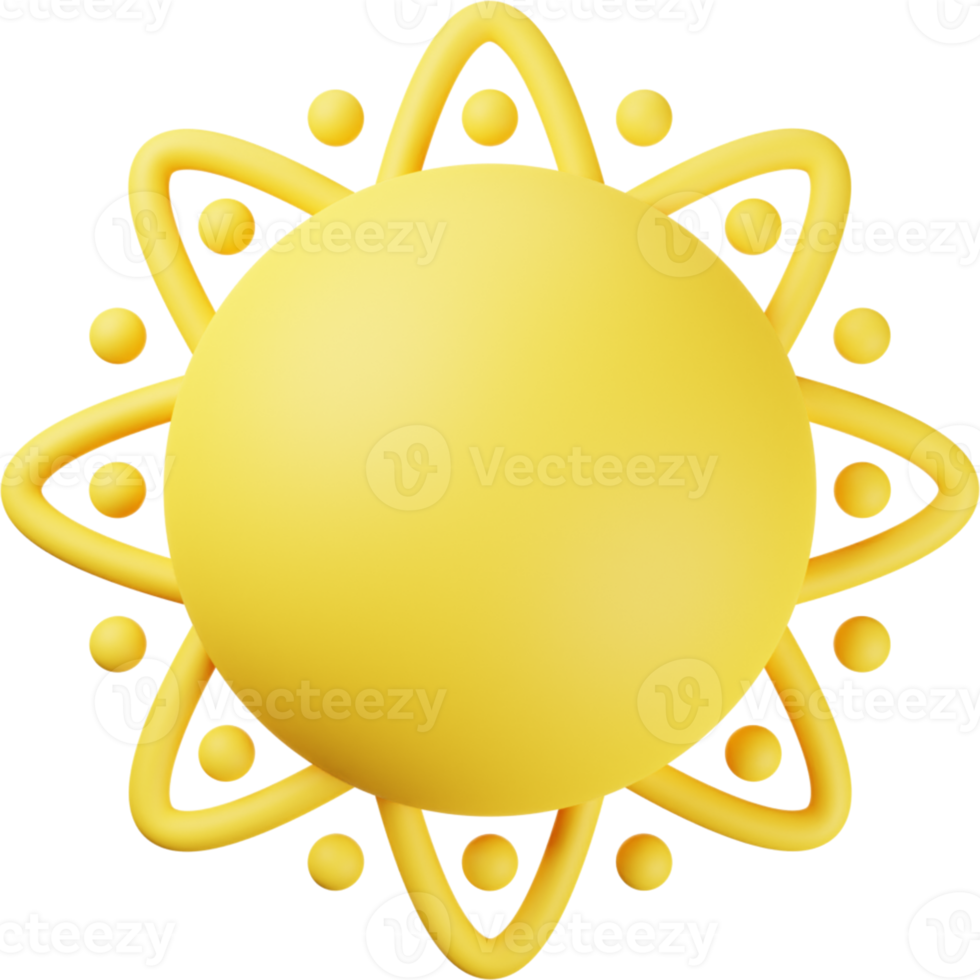 ilustração 3d de sol amarelo png