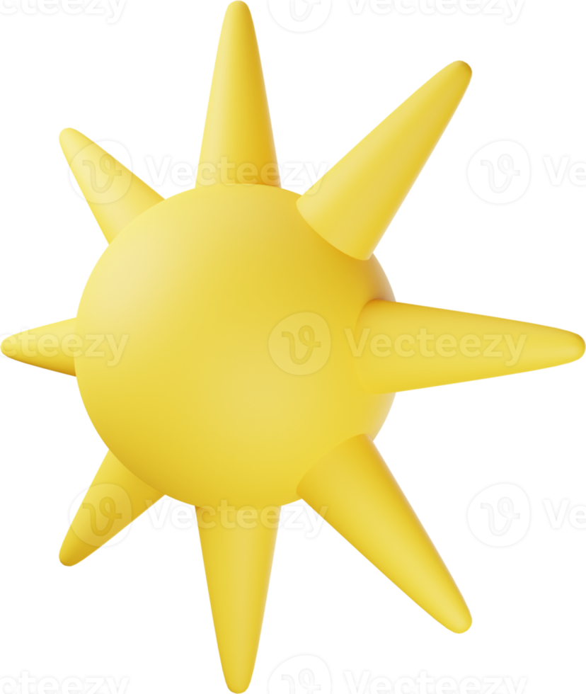 Yellow Sun 3D Illustration png