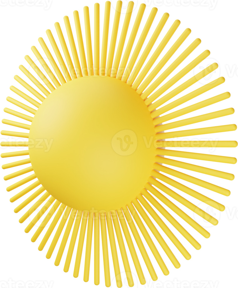 Yellow Sun 3D Illustration png