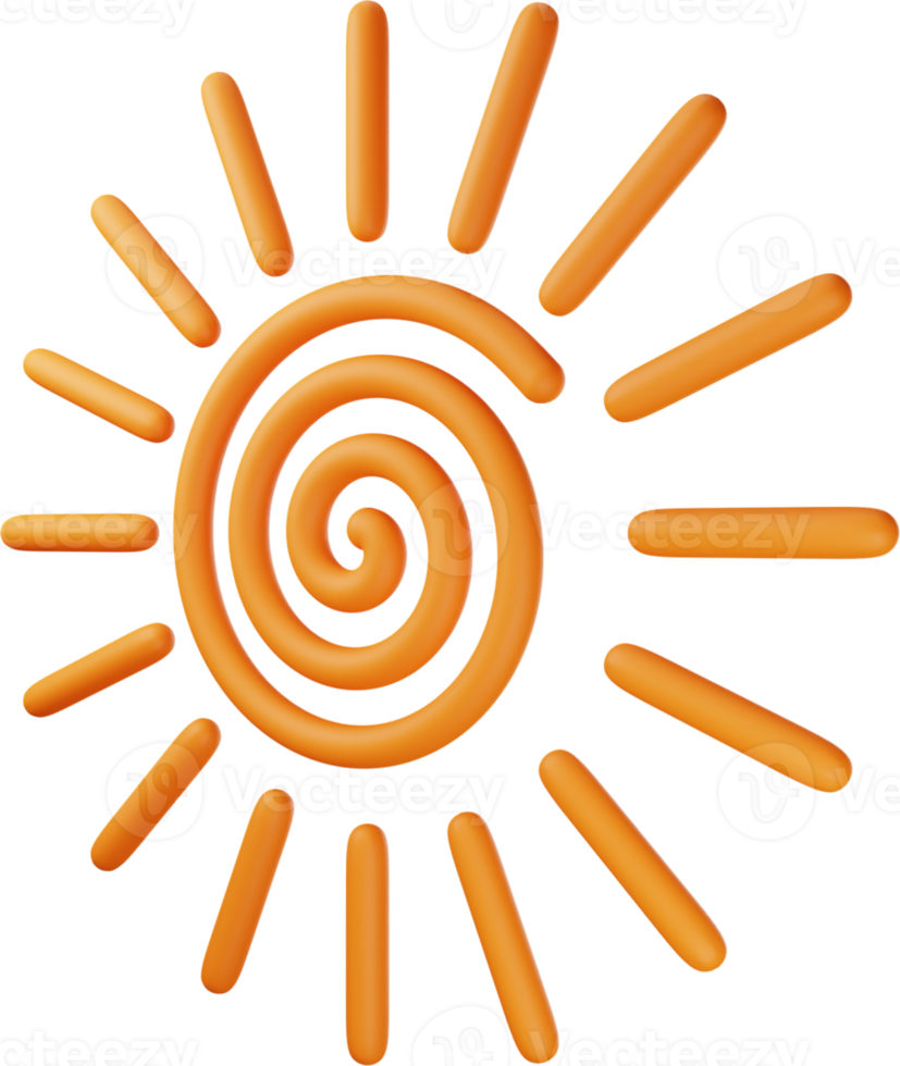 ilustración 3d de sol naranja png