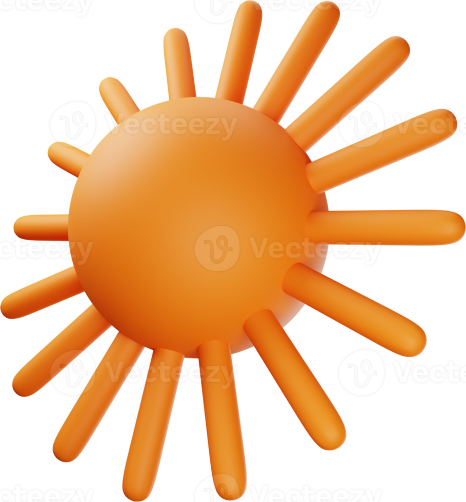 ilustración 3d de sol naranja png