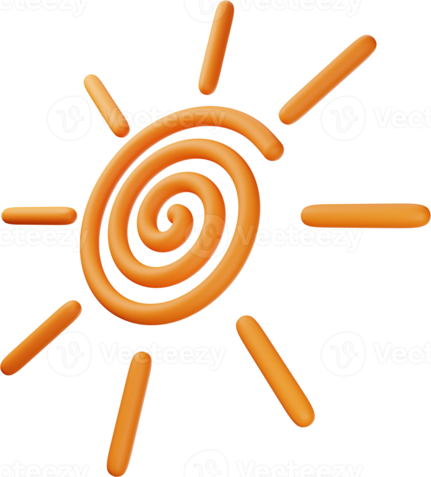 ilustración 3d de sol naranja png