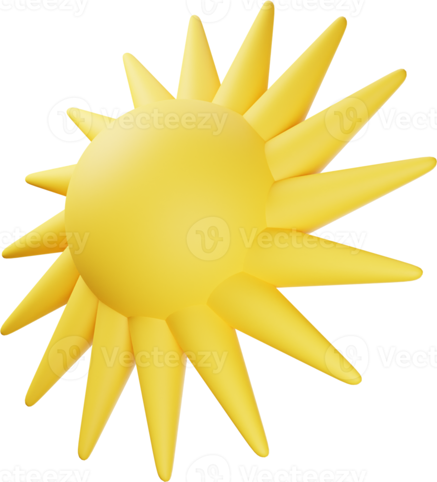 Yellow Sun 3D Illustration png