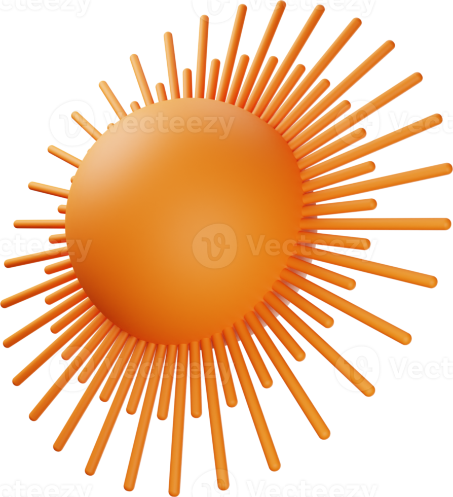 ilustración 3d de sol naranja png