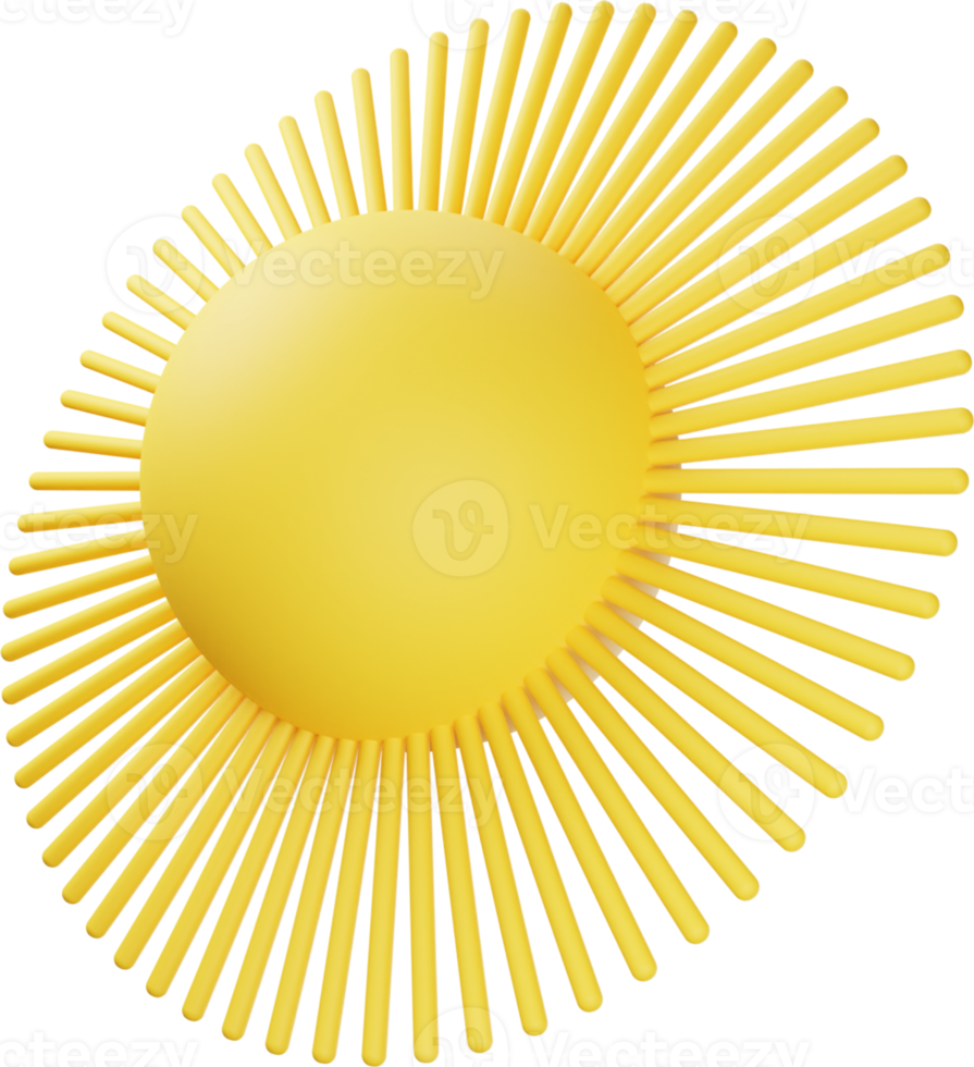 Yellow Sun 3D Illustration png