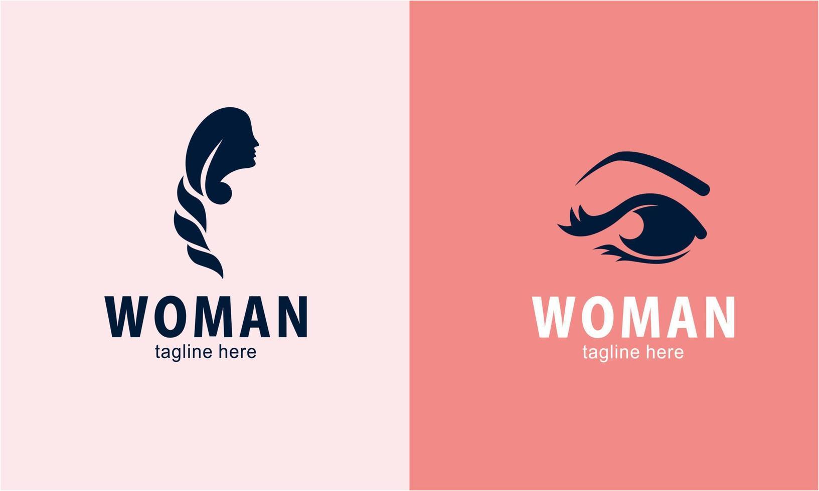 vector de colección de logotipo de cara y belleza de mujer