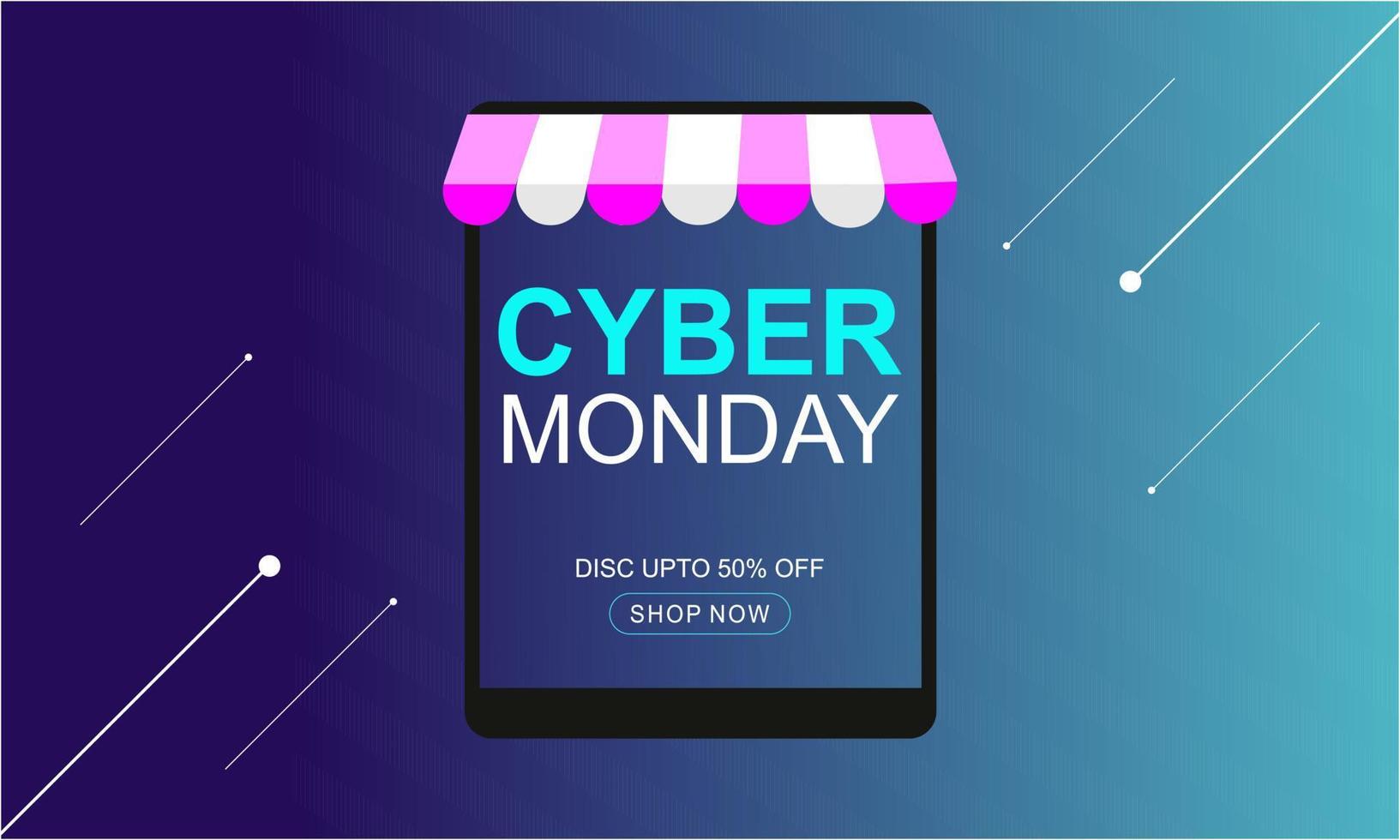 Cyber monday sale concept banner vector illustration for your projects