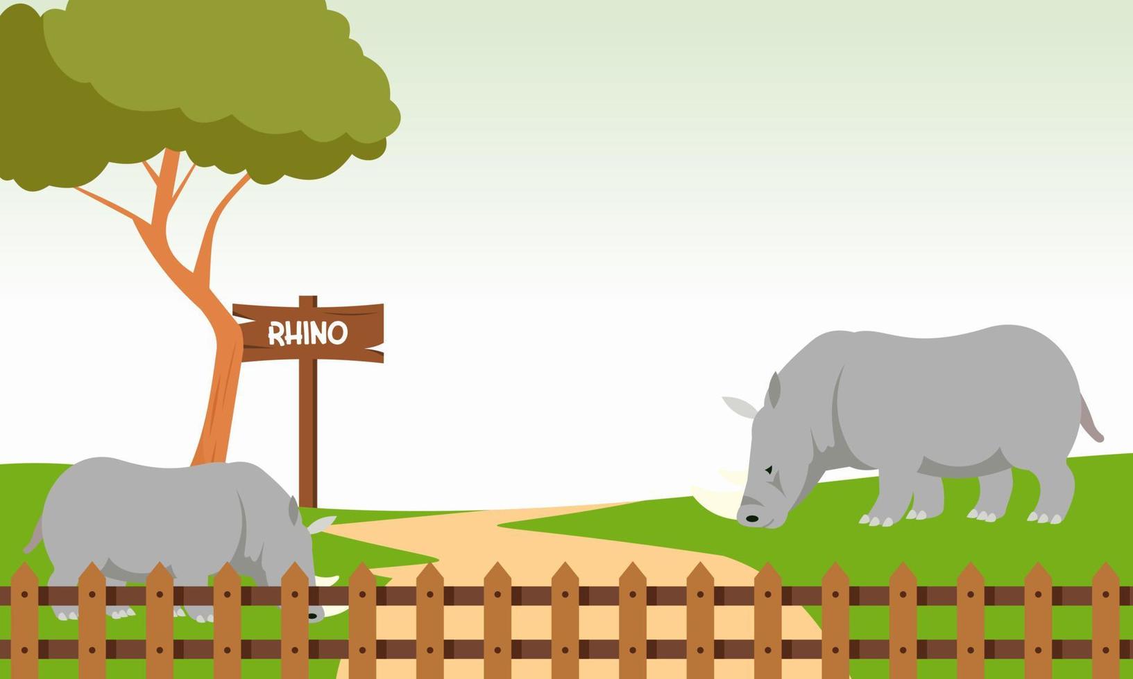 Zoo cartoon illustration with safari animals on forest background vector