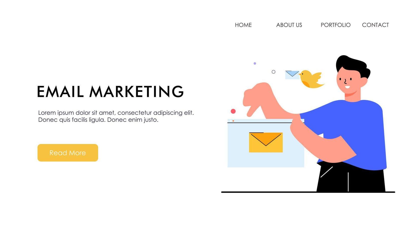 ilustración de la página de destino del concepto de marketing por correo electrónico vector