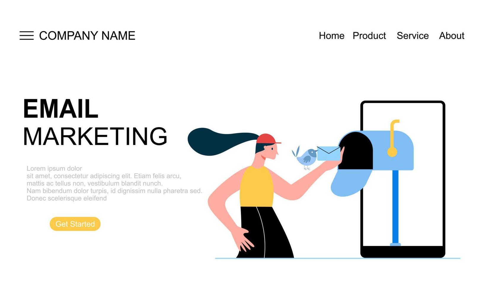 Email marketing concept landing page illustration vector