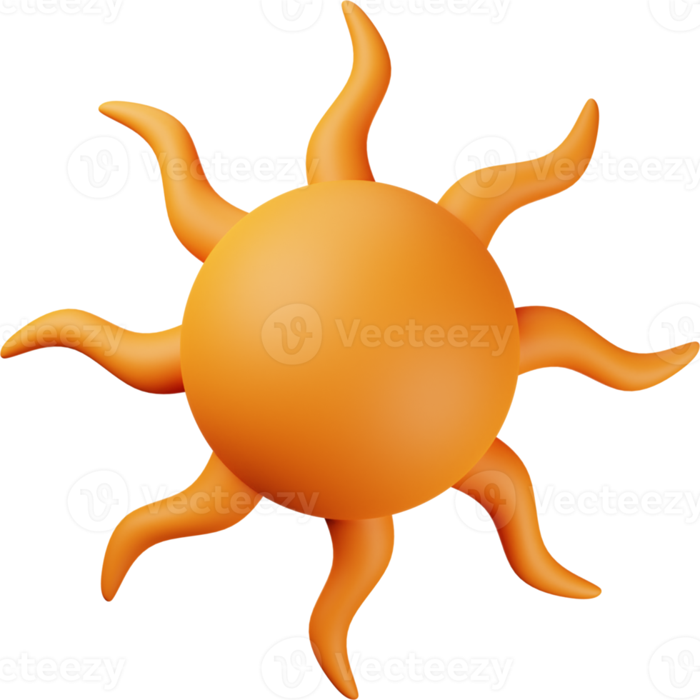 ilustración 3d de sol naranja png