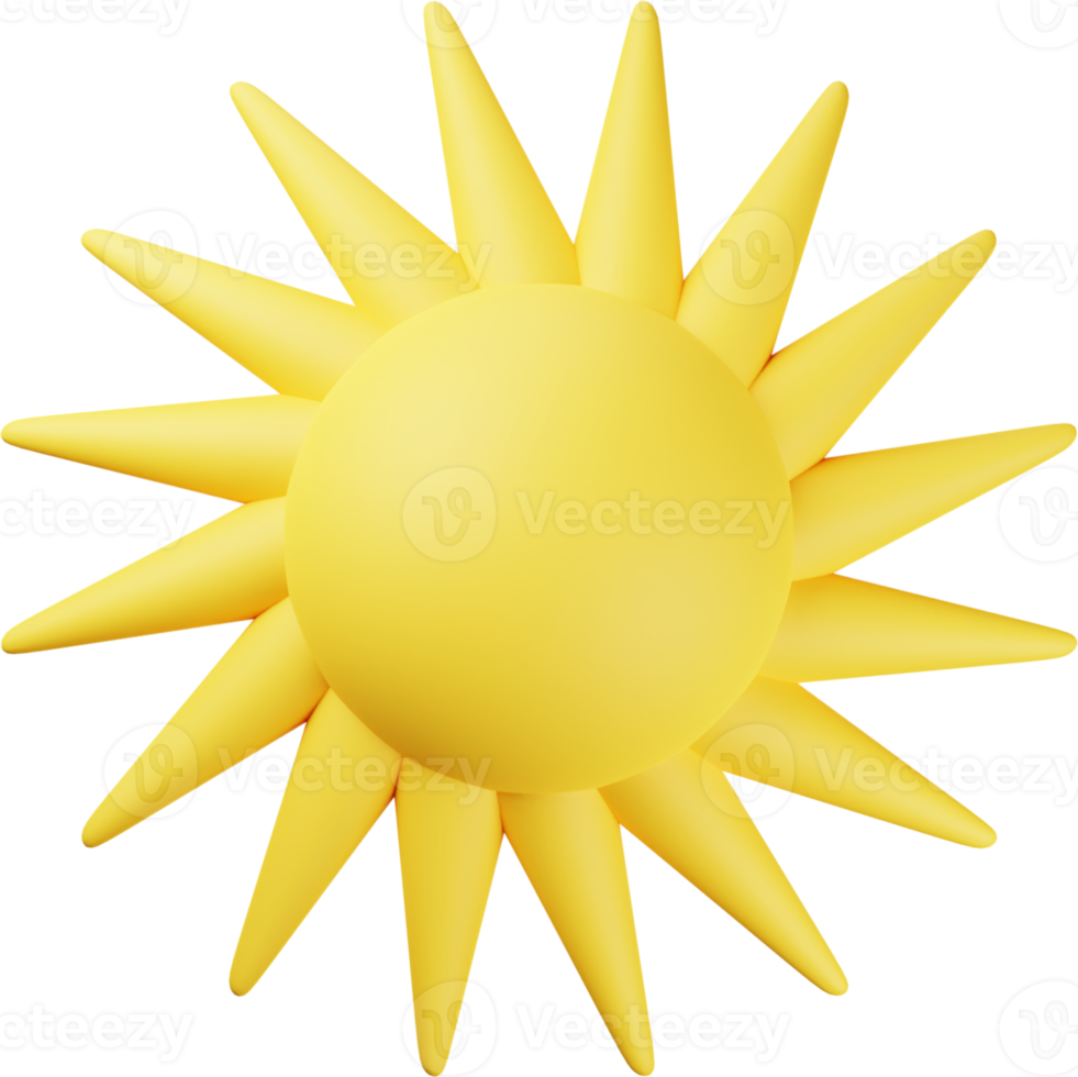 ilustración 3d sol amarillo png