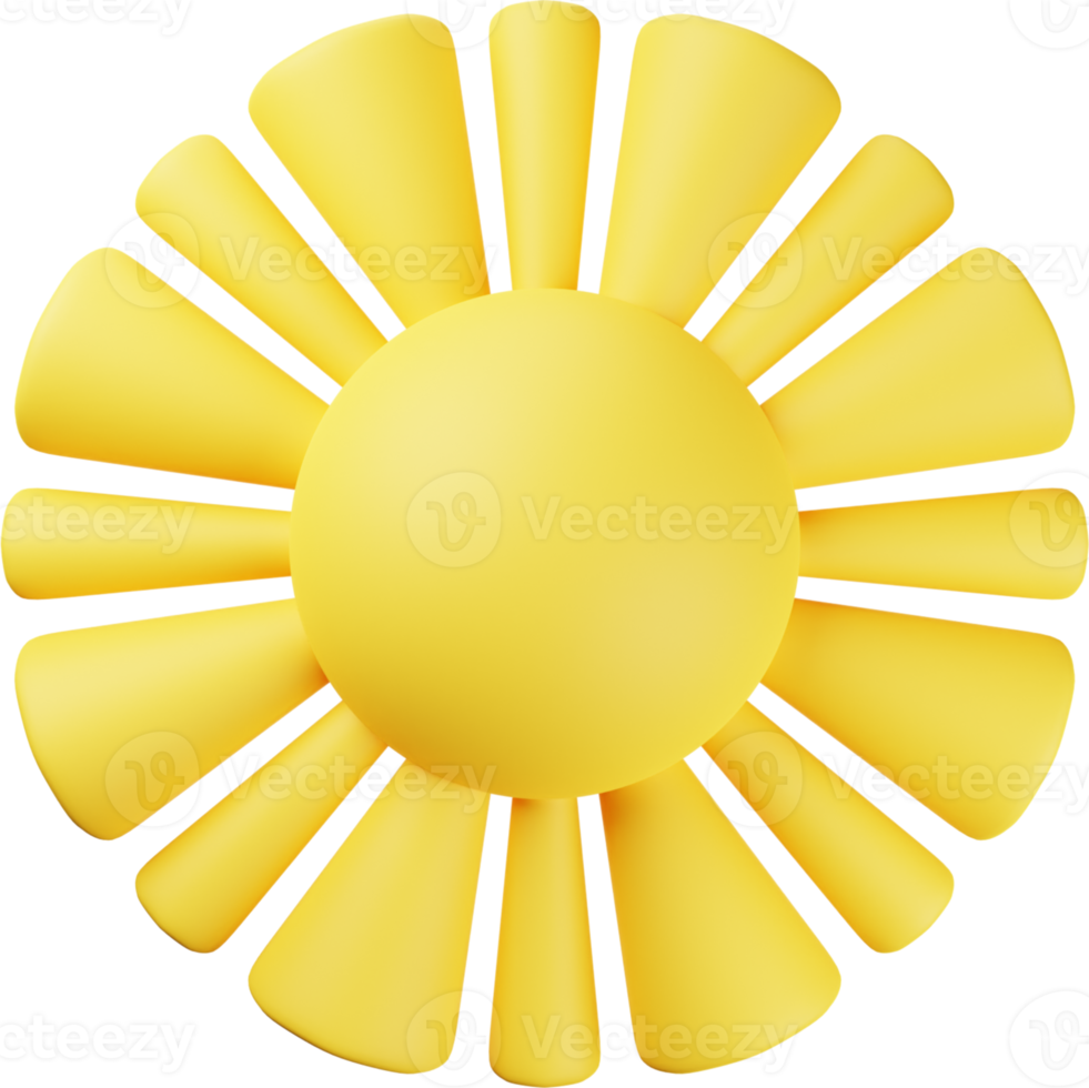 ilustración 3d sol amarillo png