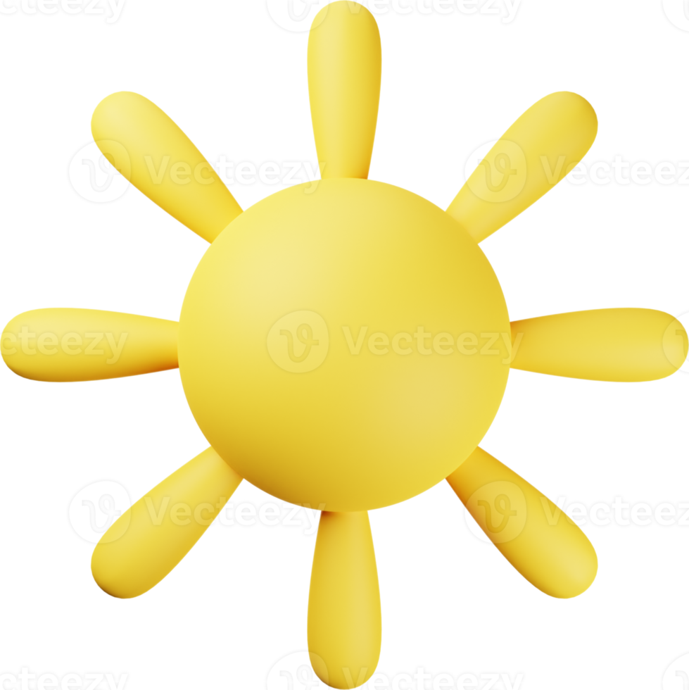 Yellow Sun 3D Illustration png
