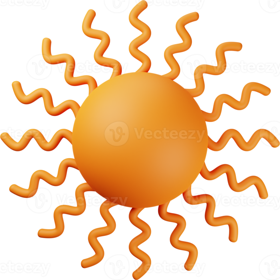 ilustración 3d de sol naranja png