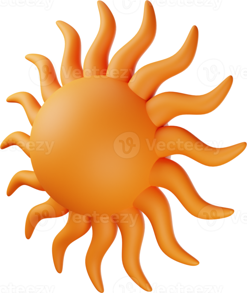 ilustración 3d de sol naranja png