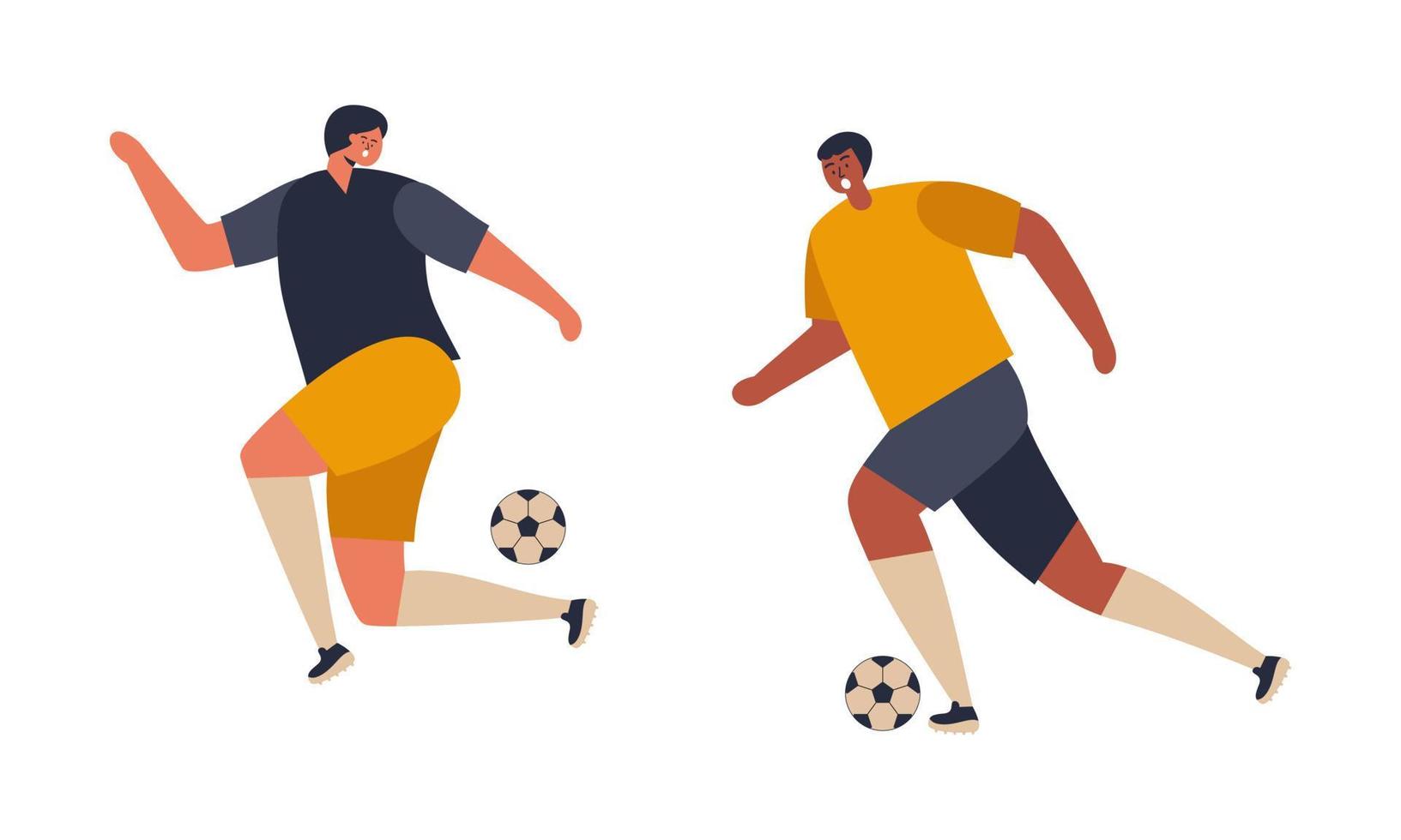 vector ilustrado de jugadores de fútbol plano